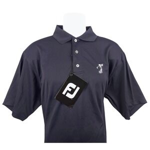 FootJoy ProDry Pique Golf Polo Shirt Mens Medium Navy Blue Disney Mickey Golfing